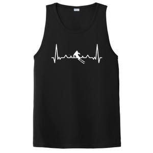 My Heart Beats For Skiing Winter Sport Heartbeat Fun Gift PosiCharge Competitor Tank