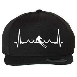 My Heart Beats For Skiing Winter Sport Heartbeat Fun Gift Wool Snapback Cap