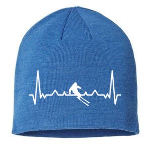 My Heart Beats For Skiing Winter Sport Heartbeat Fun Gift Sustainable Beanie