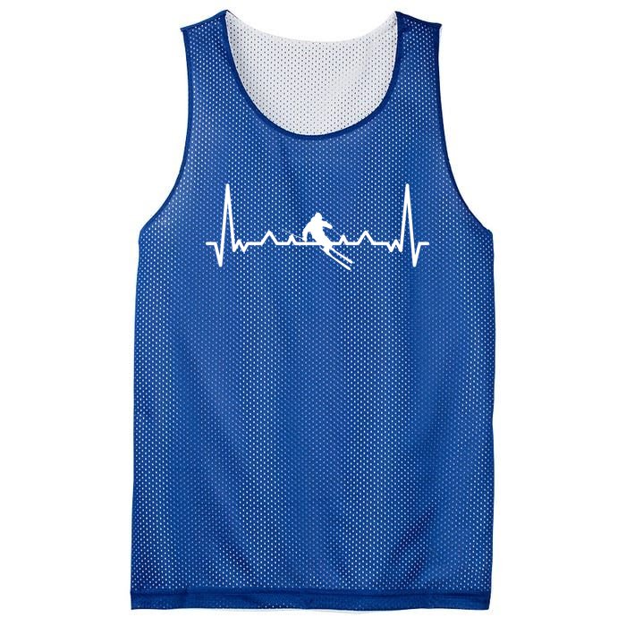 My Heart Beats For Skiing Winter Sport Heartbeat Fun Gift Mesh Reversible Basketball Jersey Tank