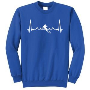 My Heart Beats For Skiing Winter Sport Heartbeat Fun Gift Tall Sweatshirt