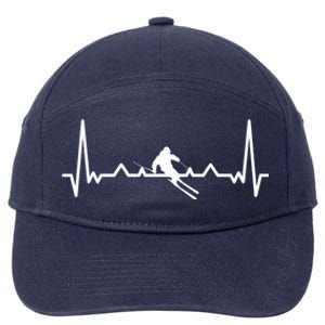 My Heart Beats For Skiing Winter Sport Heartbeat Fun Gift 7-Panel Snapback Hat