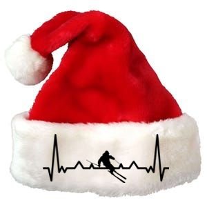 My Heart Beats For Skiing Winter Sport Heartbeat Fun Gift Premium Christmas Santa Hat