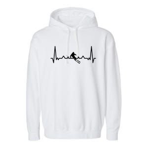 My Heart Beats For Skiing Winter Sport Heartbeat Fun Gift Garment-Dyed Fleece Hoodie