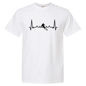 My Heart Beats For Skiing Winter Sport Heartbeat Fun Gift Garment-Dyed Heavyweight T-Shirt