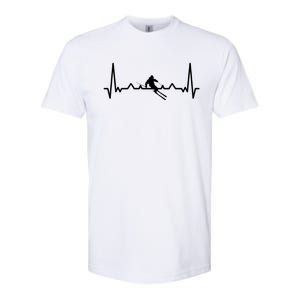 My Heart Beats For Skiing Winter Sport Heartbeat Fun Gift Softstyle CVC T-Shirt