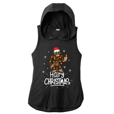 Merry Hairy Bigfoot Santa Funny Ugly Christmas Gift Ladies PosiCharge Tri-Blend Wicking Draft Hoodie Tank