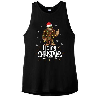 Merry Hairy Bigfoot Santa Funny Ugly Christmas Gift Ladies PosiCharge Tri-Blend Wicking Tank