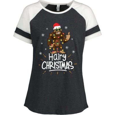 Merry Hairy Bigfoot Santa Funny Ugly Christmas Gift Enza Ladies Jersey Colorblock Tee