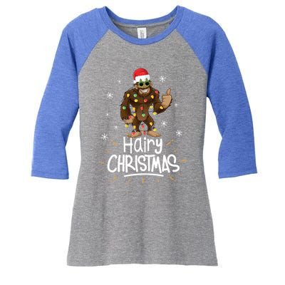 Merry Hairy Bigfoot Santa Funny Ugly Christmas Gift Women's Tri-Blend 3/4-Sleeve Raglan Shirt