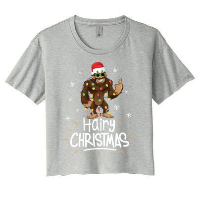 Merry Hairy Bigfoot Santa Funny Ugly Christmas Gift Women's Crop Top Tee