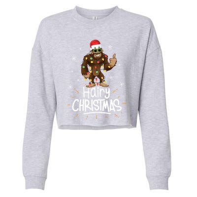 Merry Hairy Bigfoot Santa Funny Ugly Christmas Gift Cropped Pullover Crew