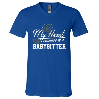 My Heart Belongs To A Sitter Gift Cool Gift V-Neck T-Shirt