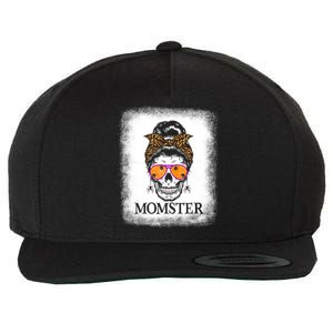 Mom Halloween Costume Messy Bun Skeleton Cool Gift Skull Momster Gift Wool Snapback Cap