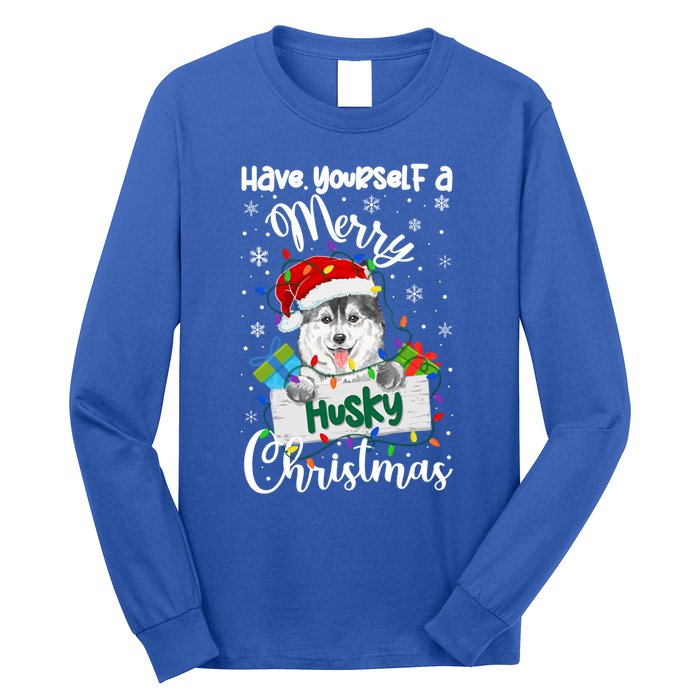 Merry Husky Christmas Siberian Husky Xmas Party Gift Long Sleeve Shirt