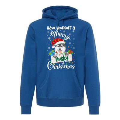 Merry Husky Christmas Siberian Husky Xmas Party Gift Premium Hoodie