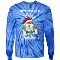 Merry Husky Christmas Siberian Husky Xmas Party Gift Tie-Dye Long Sleeve Shirt