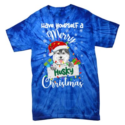 Merry Husky Christmas Siberian Husky Xmas Party Gift Tie-Dye T-Shirt