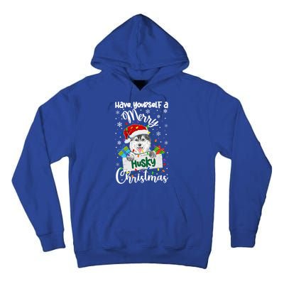 Merry Husky Christmas Siberian Husky Xmas Party Gift Tall Hoodie