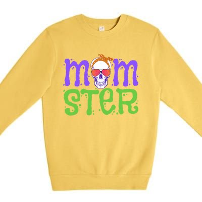 Momster Halloween Costume Skull Mama Monster Trick Or Treat Cool Gift Premium Crewneck Sweatshirt