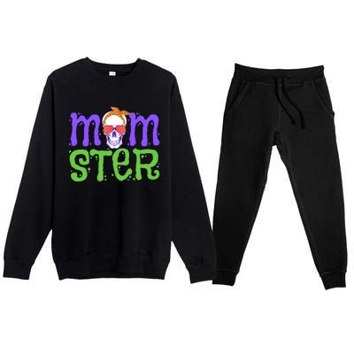 Momster Halloween Costume Skull Mama Monster Trick Or Treat Cool Gift Premium Crewneck Sweatsuit Set