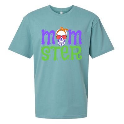 Momster Halloween Costume Skull Mama Monster Trick Or Treat Cool Gift Sueded Cloud Jersey T-Shirt