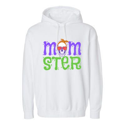 Momster Halloween Costume Skull Mama Monster Trick Or Treat Cool Gift Garment-Dyed Fleece Hoodie