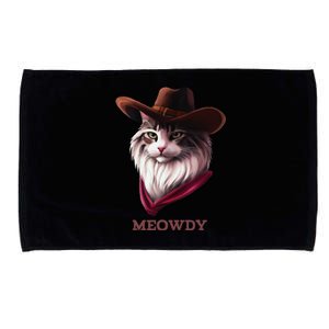 Meowdy Howdy Cowboy Cat Cute Pun Funny Animal Western Sherif Microfiber Hand Towel