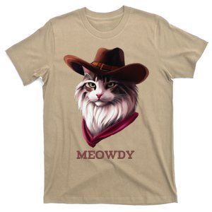 Meowdy Howdy Cowboy Cat Cute Pun Funny Animal Western Sherif T-Shirt