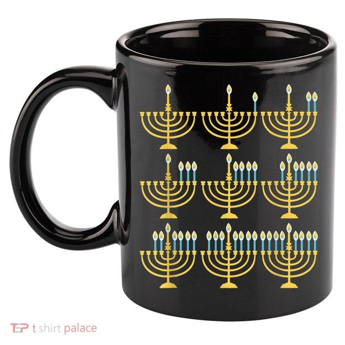 Menorah Hanukkah Challah Days Funny Pajama Family Matching 11oz C Handle Ceramic Mug