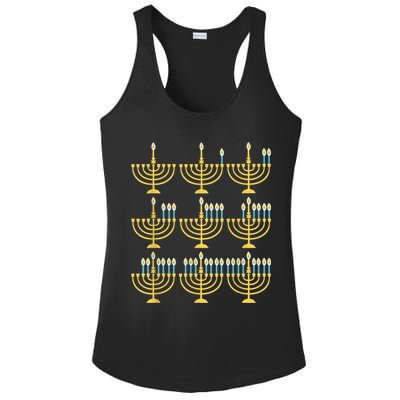 Menorah Hanukkah Challah Days Funny Pajama Family Matching Ladies PosiCharge Competitor Racerback Tank