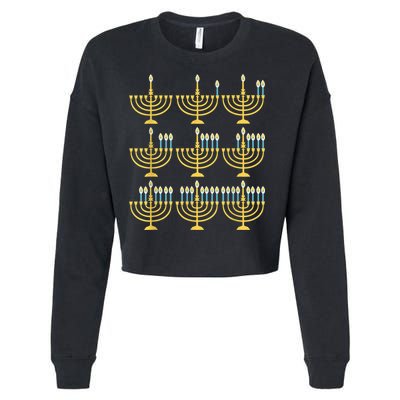 Menorah Hanukkah Challah Days Funny Pajama Family Matching Cropped Pullover Crew
