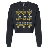 Menorah Hanukkah Challah Days Funny Pajama Family Matching Cropped Pullover Crew