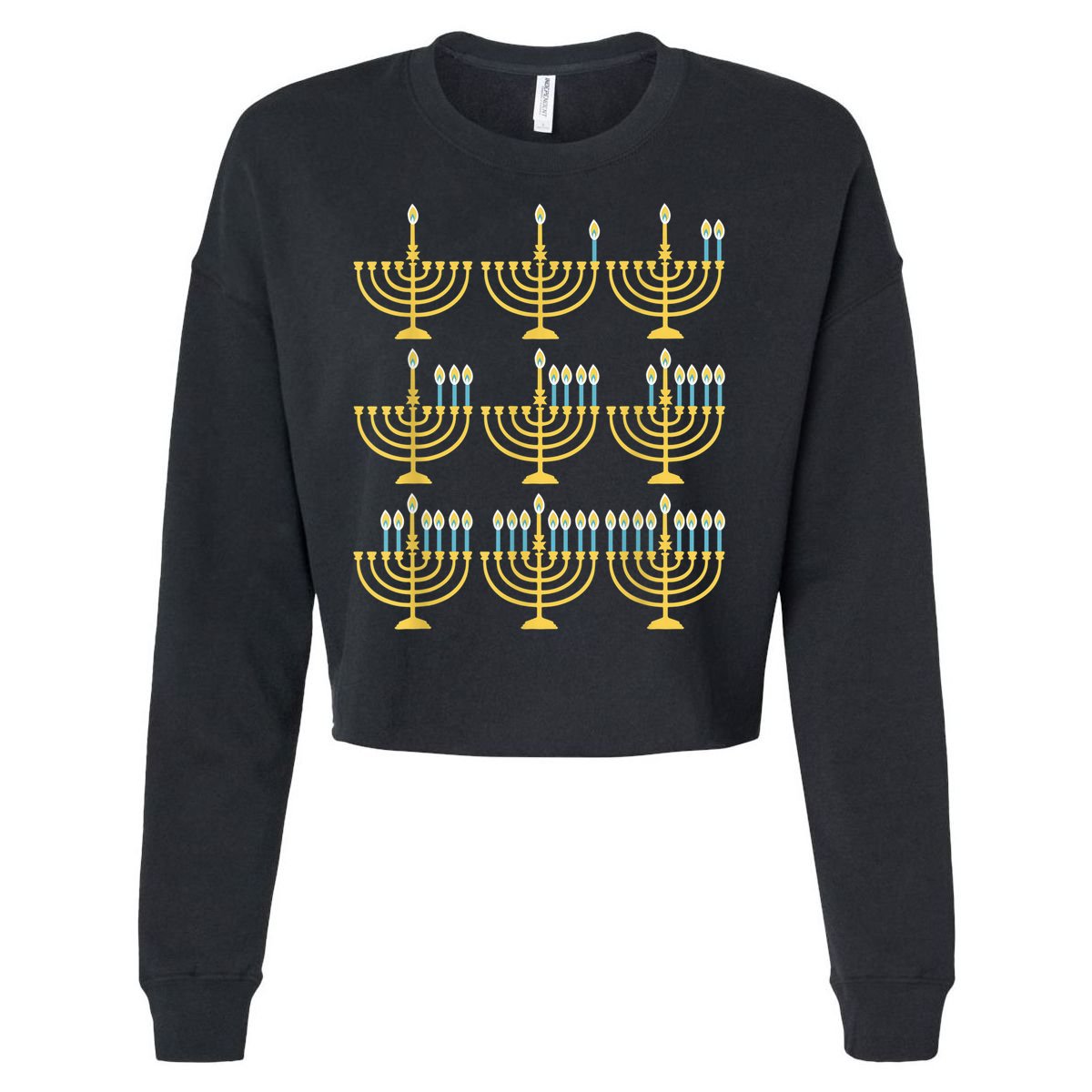 Menorah Hanukkah Challah Days Funny Pajama Family Matching Cropped Pullover Crew