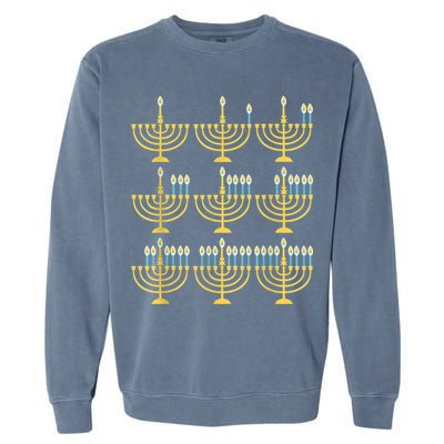 Menorah Hanukkah Challah Days Funny Pajama Family Matching Garment-Dyed Sweatshirt
