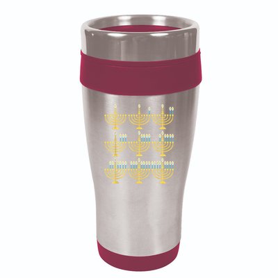 Menorah Hanukkah Challah Days Funny Pajama Family Matching 16oz Travel Tumbler