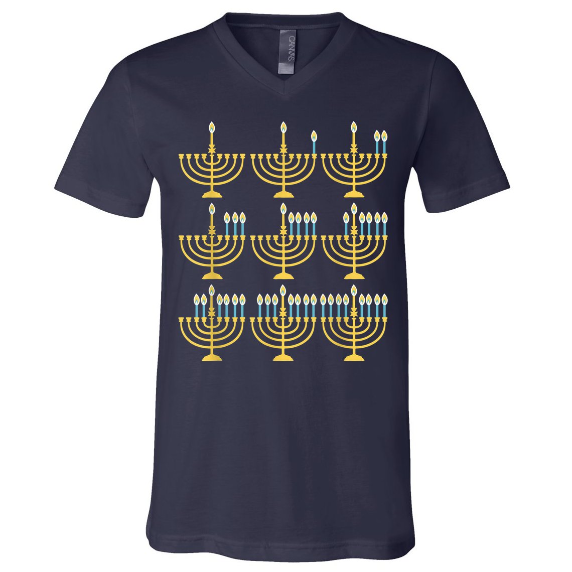 Menorah Hanukkah Challah Days Funny Pajama Family Matching V-Neck T-Shirt