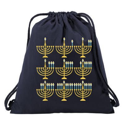Menorah Hanukkah Challah Days Funny Pajama Family Matching Drawstring Bag