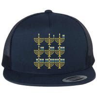 Menorah Hanukkah Challah Days Funny Pajama Family Matching Flat Bill Trucker Hat