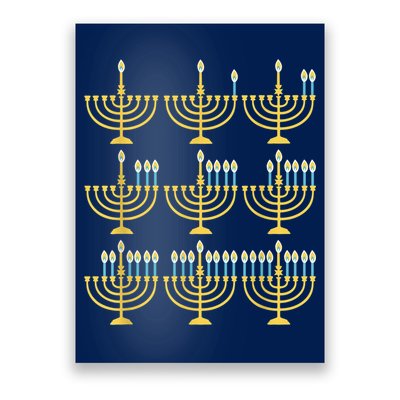 Menorah Hanukkah Challah Days Funny Pajama Family Matching Poster