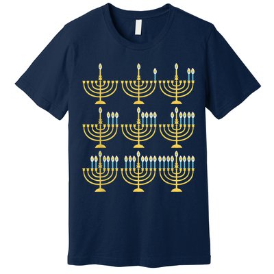 Menorah Hanukkah Challah Days Funny Pajama Family Matching Premium T-Shirt