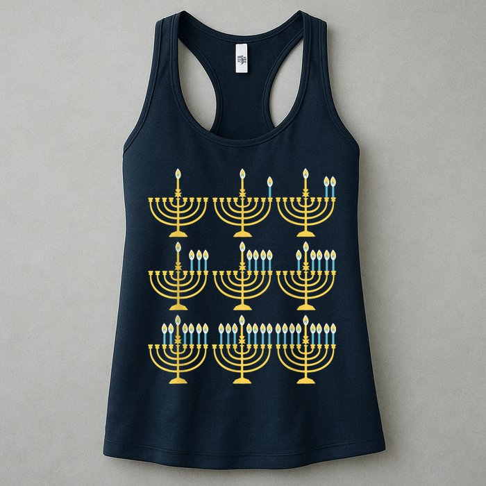Menorah Hanukkah Challah Days Funny Pajama Family Matching Womens Tank Top