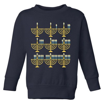 Menorah Hanukkah Challah Days Funny Pajama Family Matching Toddler Sweatshirt