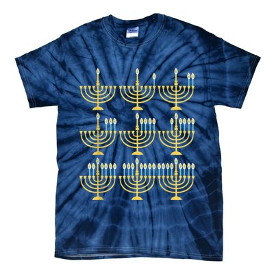 Menorah Hanukkah Challah Days Funny Pajama Family Matching Tie-Dye T-Shirt