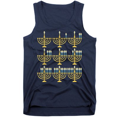 Menorah Hanukkah Challah Days Funny Pajama Family Matching Tank Top