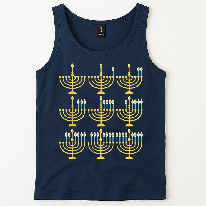 Menorah Hanukkah Challah Days Funny Pajama Family Matching Tank Top