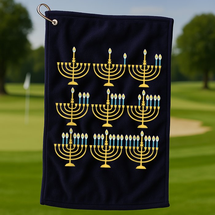 Menorah Hanukkah Challah Days Funny Pajama Family Matching Golf Towel