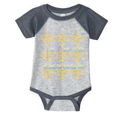 Menorah Hanukkah Challah Days Funny Pajama Family Matching Infant Baby Jersey Bodysuit