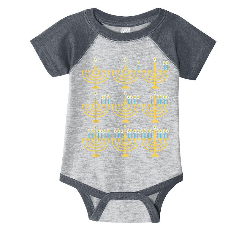 Menorah Hanukkah Challah Days Funny Pajama Family Matching Infant Baby Jersey Bodysuit