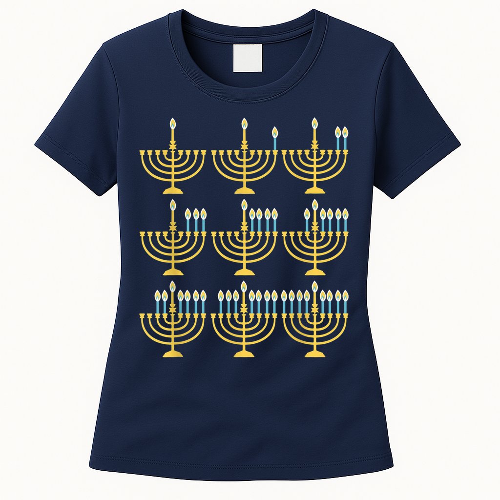 Menorah Hanukkah Challah Days Funny Pajama Family Matching Womens T-Shirt